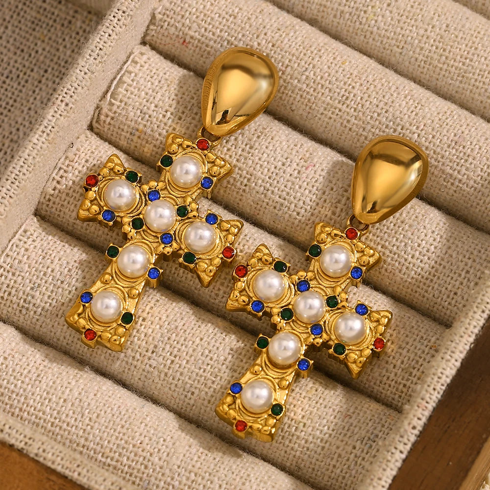 Céleste Cross Earrings