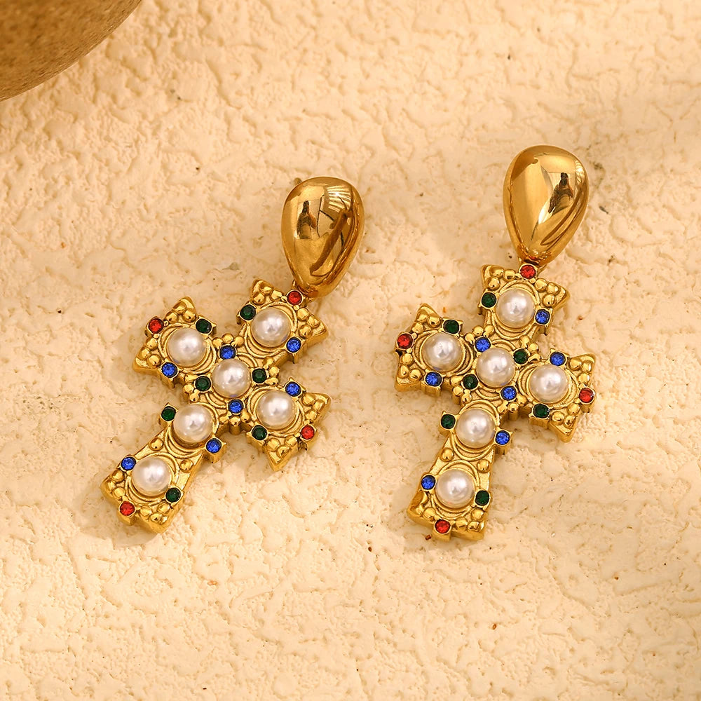 Céleste Cross Earrings